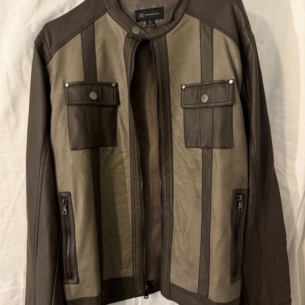 INC International Concepts Olive and Brown Military Jacket
